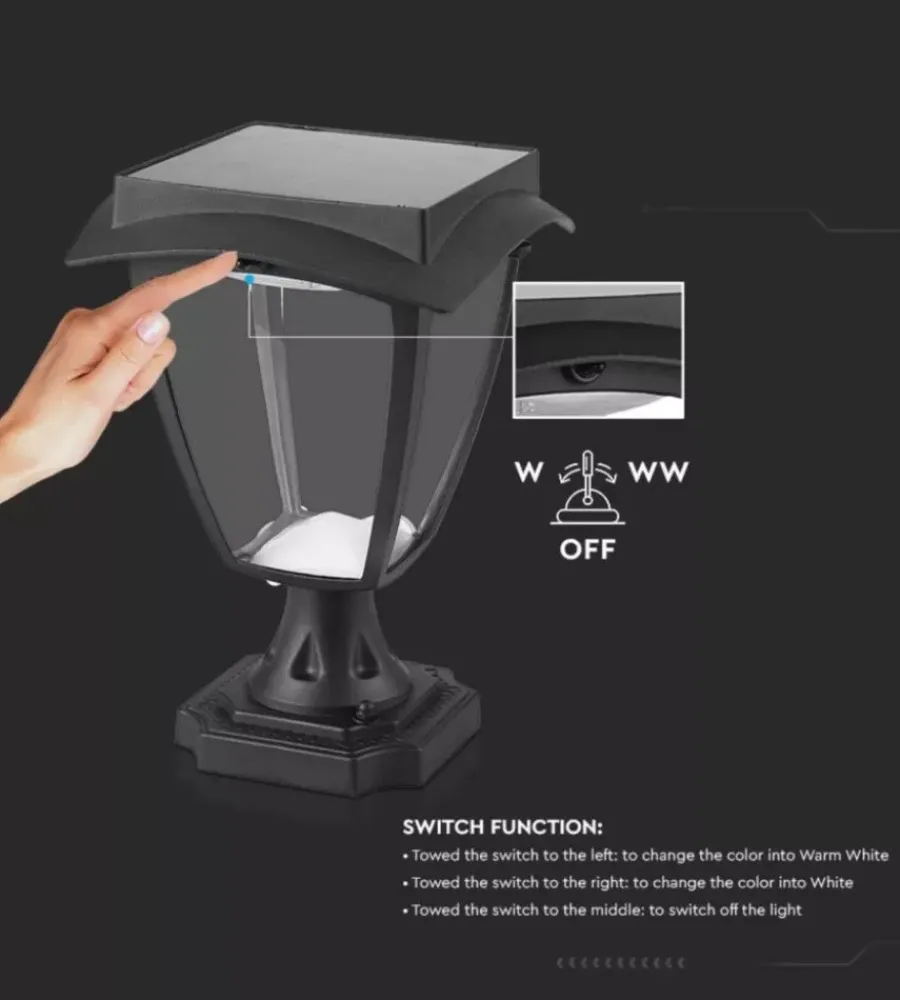 Hot Palo led solare da esterno vtac nero 3000+6000k Illuminazione Per Esterno