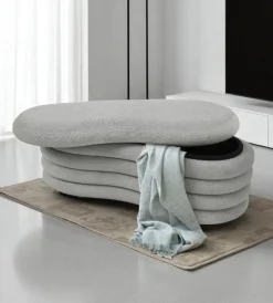 BellaHome Poltrone E Pouf|Panca contenitore "goccia" grigio 106x43x42 cm