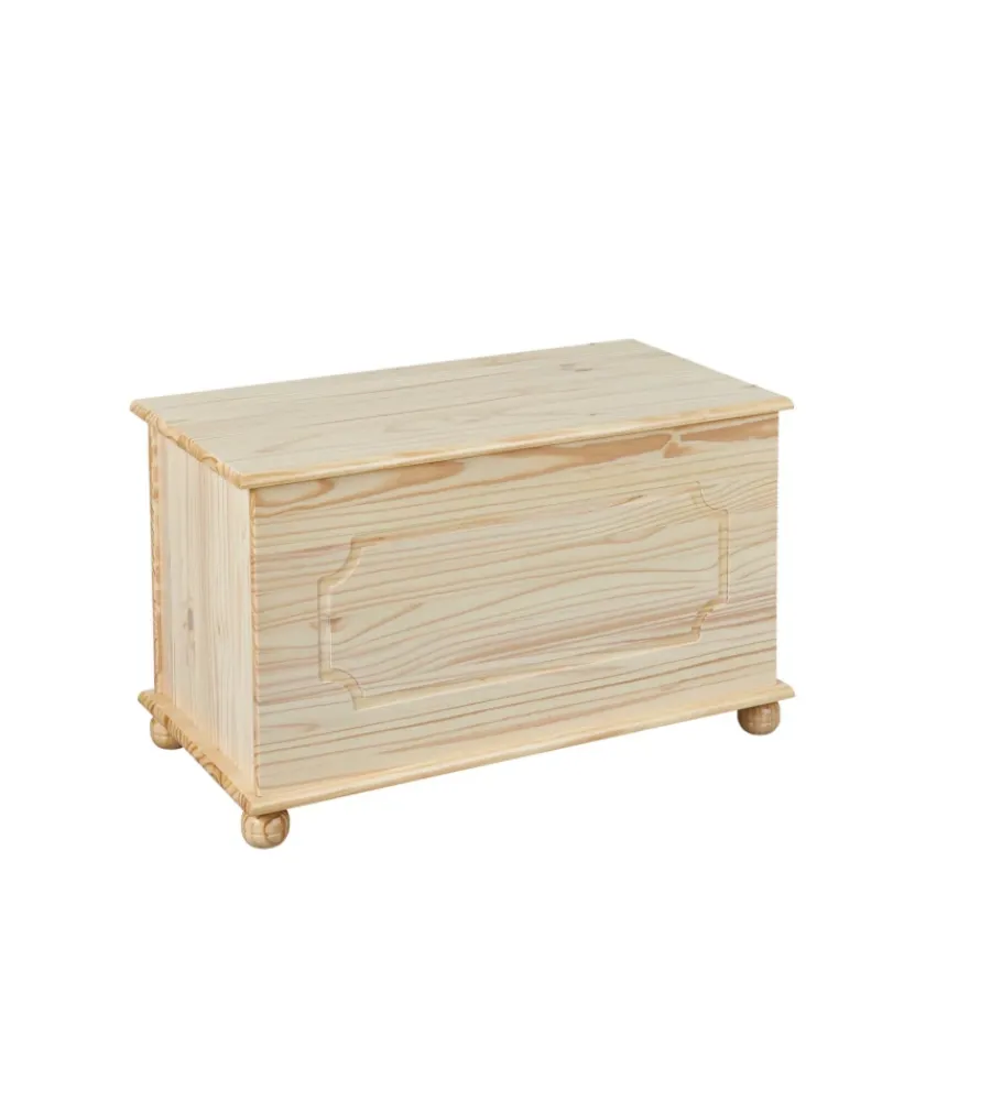 Sedie E Sgabelli- Panca contenitore in pino massello verniciato naturale, l.89x47x53