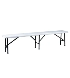 Panca da campeggio pieghevole in polietilene bianco 183x30x44 cm Campeggio