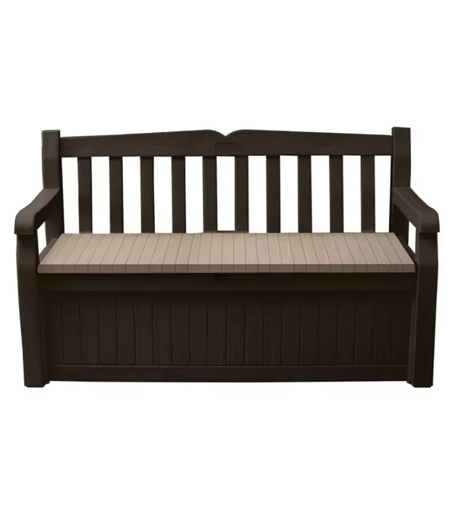 Keter Mobili Da Giardino E Accessori|Panchina cassapanca "eden storage bench" in resina marrone, 140x60x84 cm