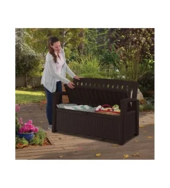 Best Panchina cassapanca "patio storage bench" in resina grafite 132x61,2x89 cm Mobili Da Giardino E Accessori