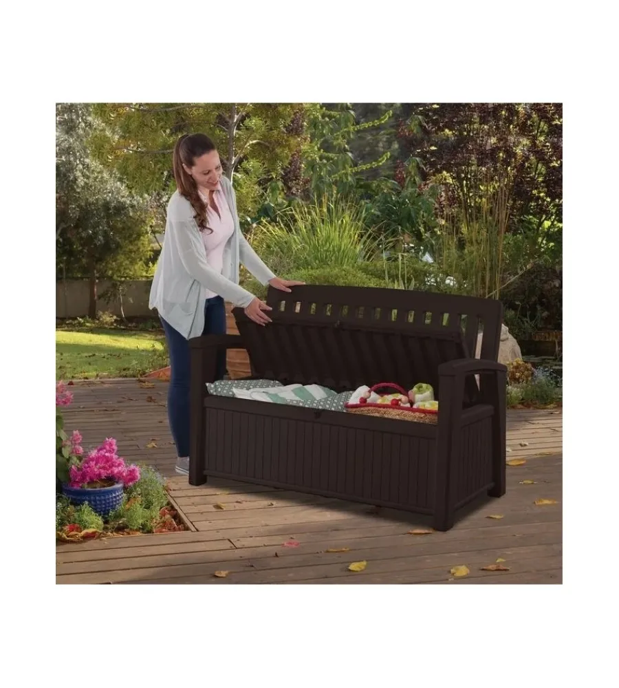 Best Panchina cassapanca "patio storage bench" in resina grafite 132x61,2x89 cm Mobili Da Giardino E Accessori