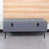 BellaHome Poltrone E Pouf|Panchina contenitore "lisa" in tessuto grigio antracite, 102x44x40 cm