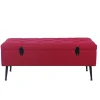 BellaHome Poltrone E Pouf|Panchina contenitore "lisa" in tessuto bordeaux, 102x44x40 cm