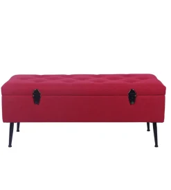 BellaHome Poltrone E Pouf|Panchina contenitore "lisa" in tessuto bordeaux, 102x44x40 cm
