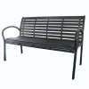 Mobili Da Giardino E Accessori-EuroGarden Panchina da esterno con braccioli in metallo effetto legno antracite 125x60x80 cm