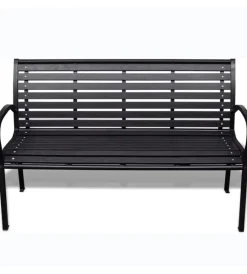 Mobili Da Giardino E Accessori-EuroGarden Panchina da esterno con braccioli in metallo effetto legno antracite 125x60x80 cm