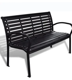 Mobili Da Giardino E Accessori-EuroGarden Panchina da esterno con braccioli in metallo effetto legno antracite 125x60x80 cm