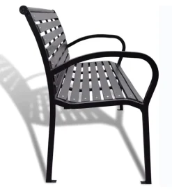 Mobili Da Giardino E Accessori-EuroGarden Panchina da esterno con braccioli in metallo effetto legno antracite 125x60x80 cm