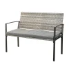 EuroGarden Mobili Da Giardino E Accessori|Panchina da esterno "spring" con cuscino in metallo e pe rattan grigio 115x60x87 cm