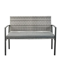 EuroGarden Mobili Da Giardino E Accessori|Panchina da esterno "spring" con cuscino in metallo e pe rattan grigio 115x60x87 cm