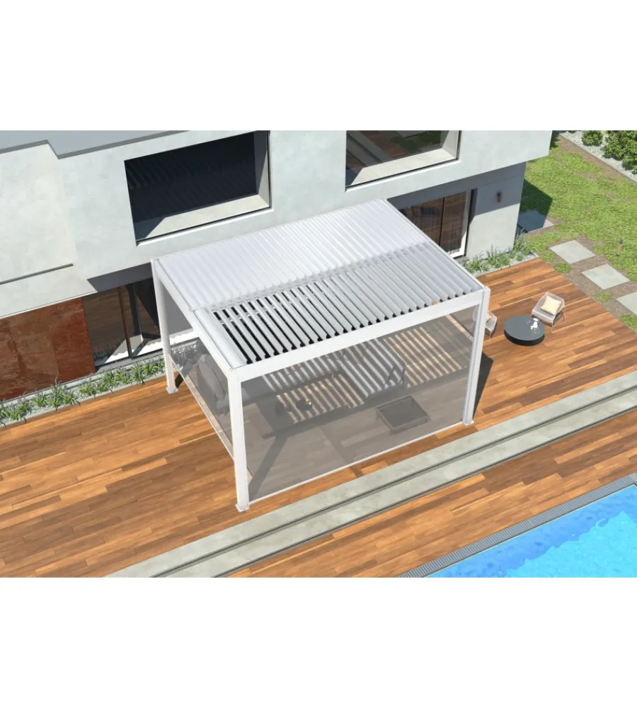 Best Pannello laterale avvolgibile per pergole riviera "zip screen" in textilene bianco e grigio lato 4 m Coperture Per Esterno E Accessori