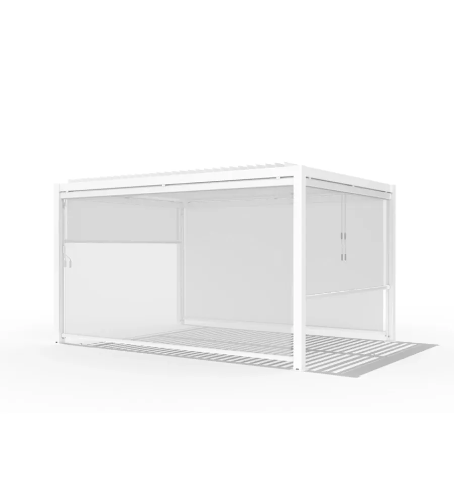 Coperture Per Esterno E Accessori|Pannello laterale avvolgibile per pergole riviera "zip screen" in textilene bianco e grigio lato 3 m