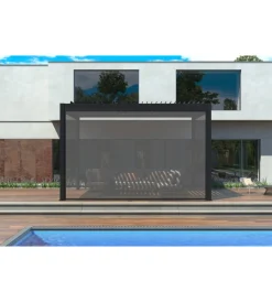 Coperture Per Esterno E Accessori|Pannello laterale avvolgibile per pergole riviera "zip screen" in textilene antracite e grigio lato 4 m