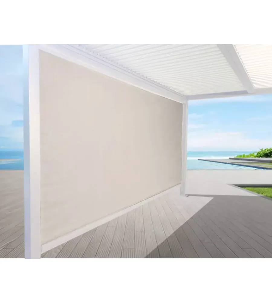 Coperture Per Esterno E Accessori|Pannello laterale oscurante per pergole riviera "screen" in textilene bianco e grigio lato 4 m