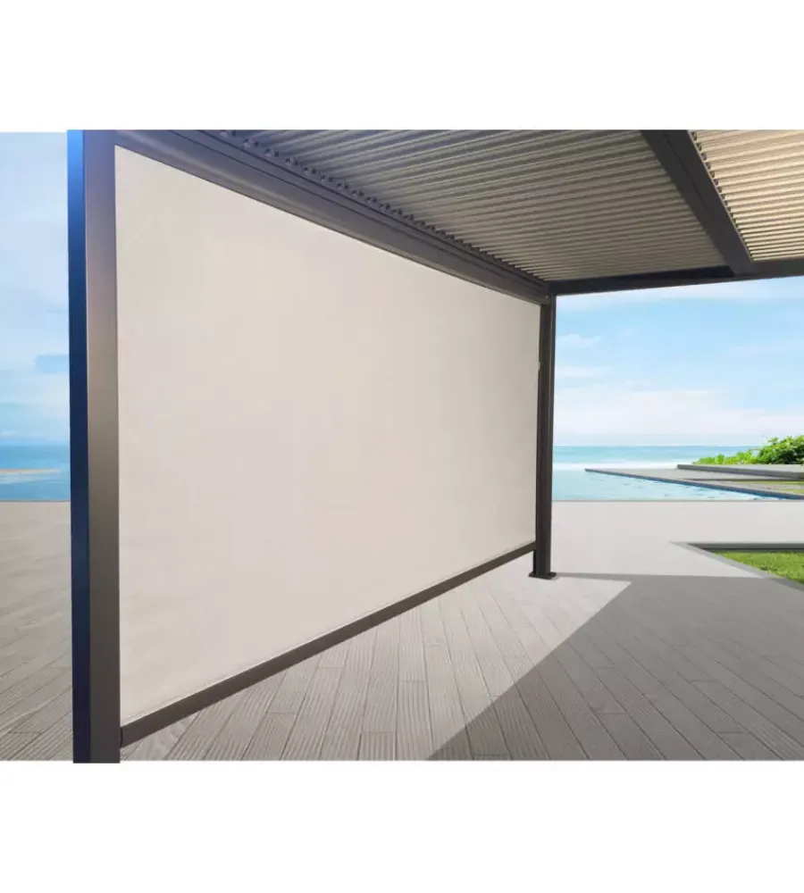 Online Pannello laterale oscurante per pergole riviera "screen" in textilene antracite e grigio lato 4 m Coperture Per Esterno E Accessori