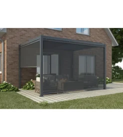 Coperture Per Esterno E Accessori- Pannello laterale per gazebo pergola bioclimatica da esterno elica garden antracite, 3x4 mt