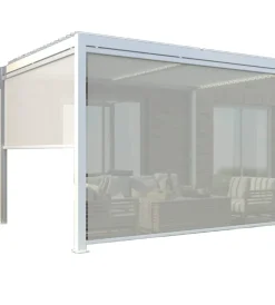 Coperture Per Esterno E Accessori|Pannello laterale per gazebo pergola bioclimatica da esterno elica garden bianco, 3x4 mt