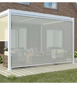 Coperture Per Esterno E Accessori- Pannello laterale per gazebo pergola bioclimatica da esterno elica garden bianco, 4x4 mt