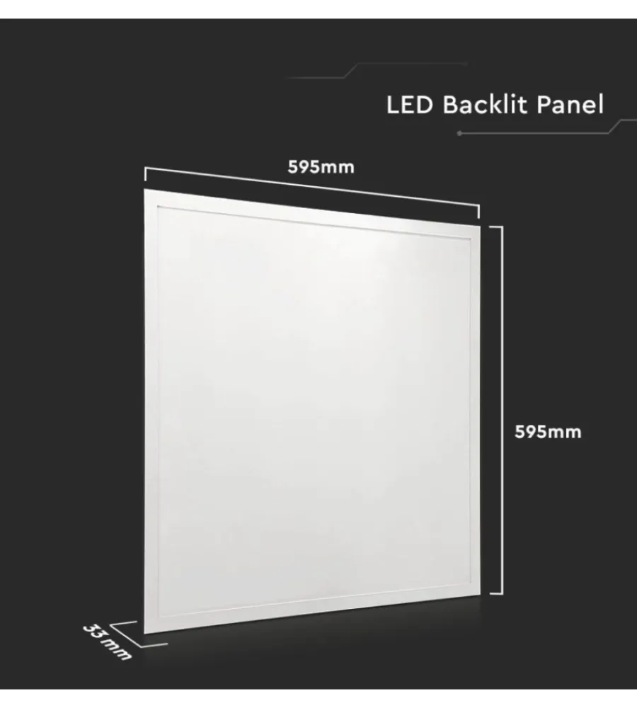 Illuminazione Per Interno- Pannello led 36 w 4000 k 4320 lm con driver incluso, 595x595x33 mm