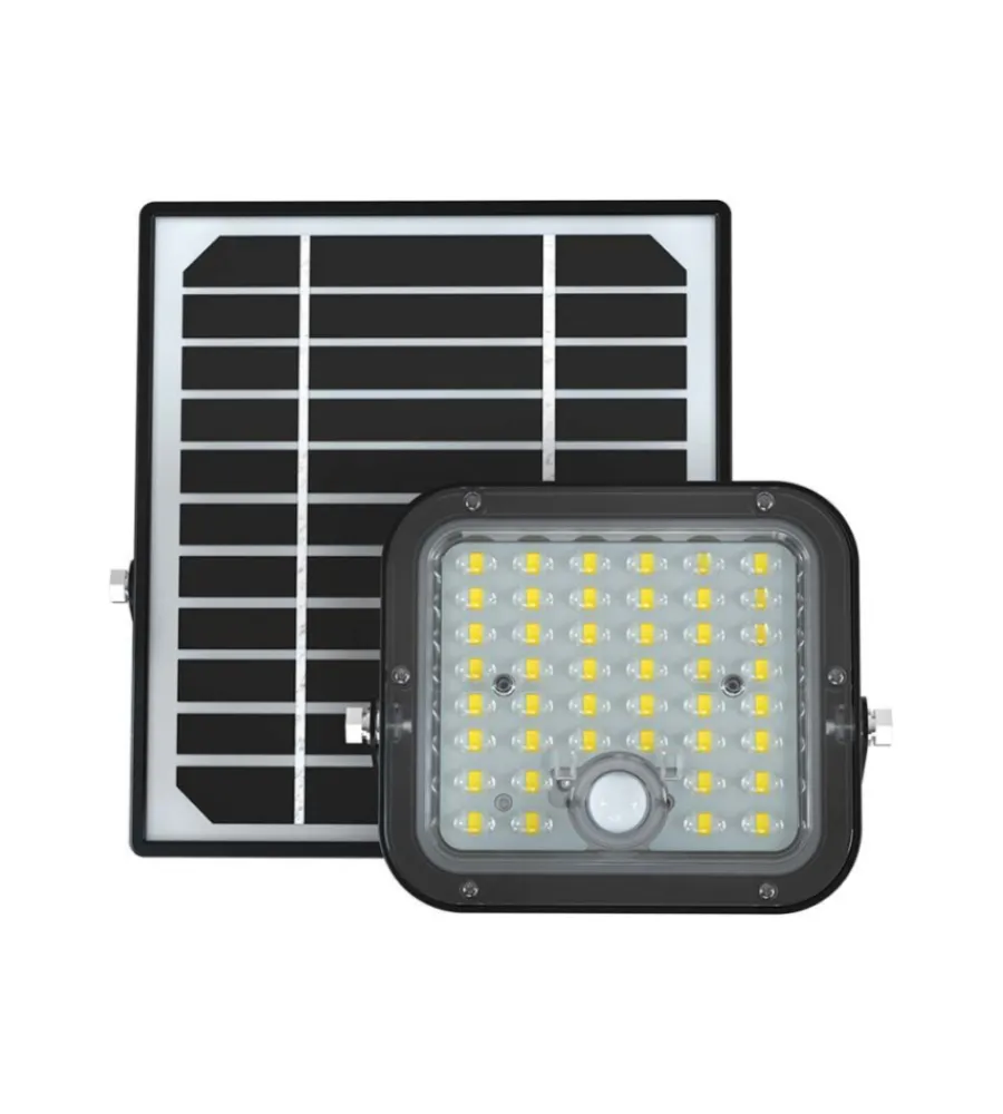 Illuminazione Per Esterno- Pannello led con ricarica solare e sensore 10w, 6400k