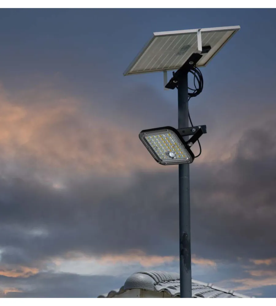 Illuminazione Per Esterno- Pannello led con ricarica solare e sensore 10w, 6400k