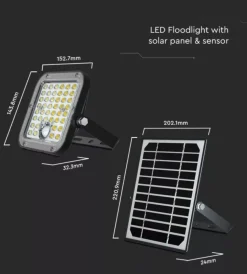Pannello led con ricarica solare e sensore 10w, 4000k Illuminazione Per Esterno