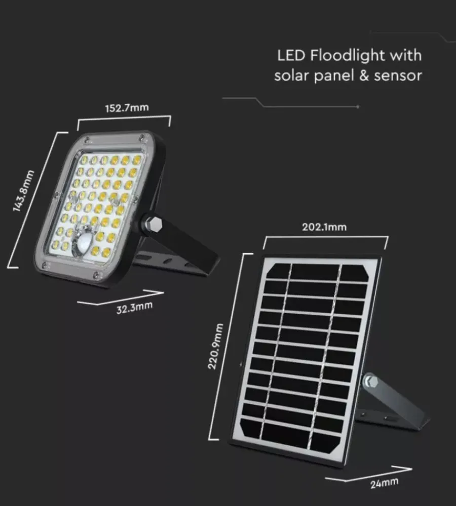 Pannello led con ricarica solare e sensore 10w, 4000k Illuminazione Per Esterno