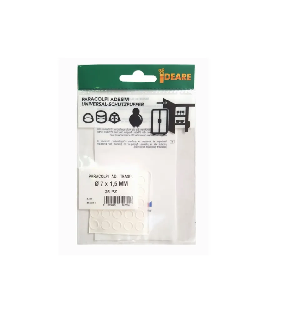 Accessori- Paracolpi adesivi tondi trasparenti ø 7 mm. - spessore 1,5 mm. - 25 pz.