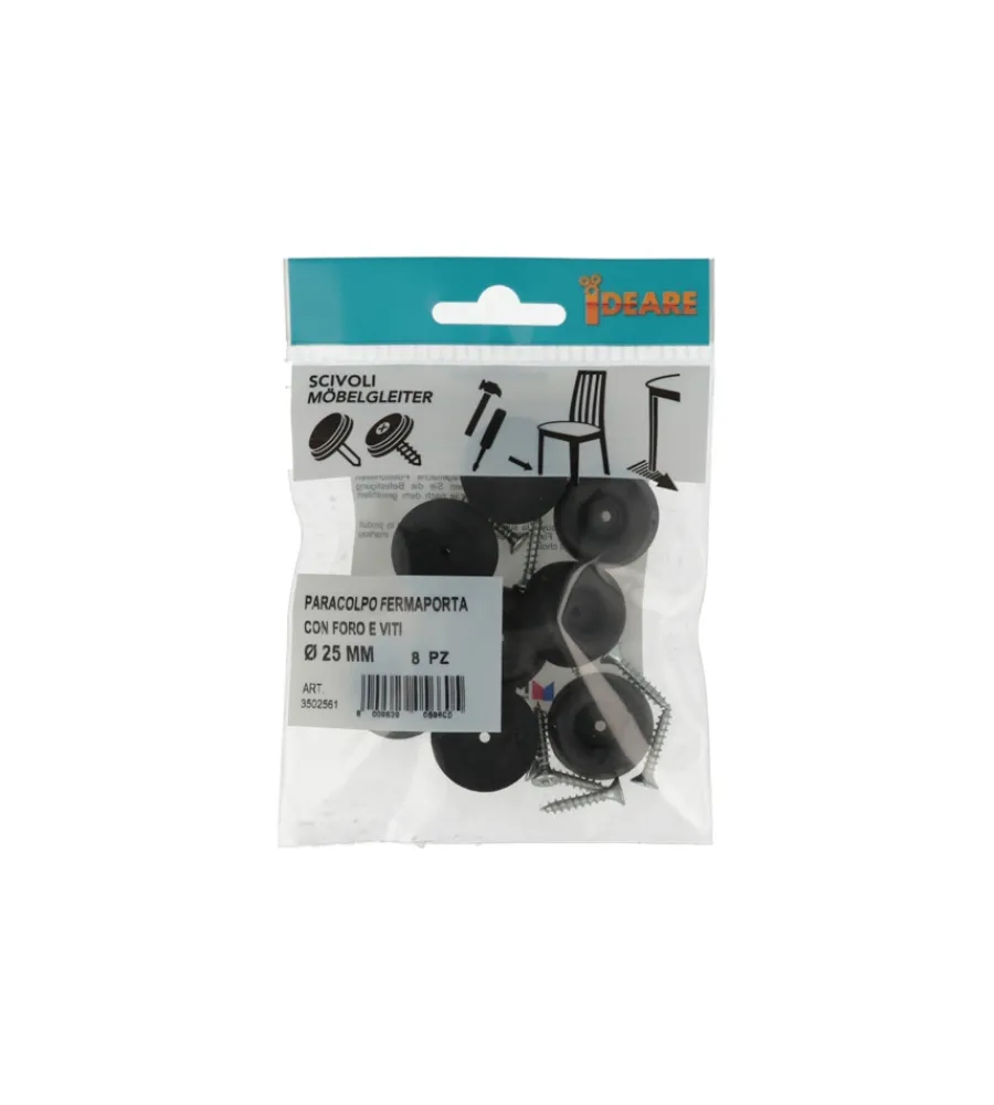 Accessori- Paracolpi fermaporta con foro e viti ø 24 mm. 8 pz.