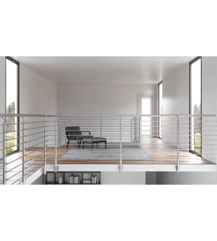 Porte, Scale E Pavimenti-Metal Expert Parapetto modulare certificato in acciaio inox aisi 304 con fissaggio a parete, 150 cm- kit completo b1