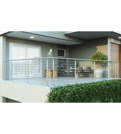 Metal Expert Porte, Scale E Pavimenti|Parapetto modulare certificato in acciaio inox aisi 304 con fissaggio a pavimento, 150 cm - kit completo a1