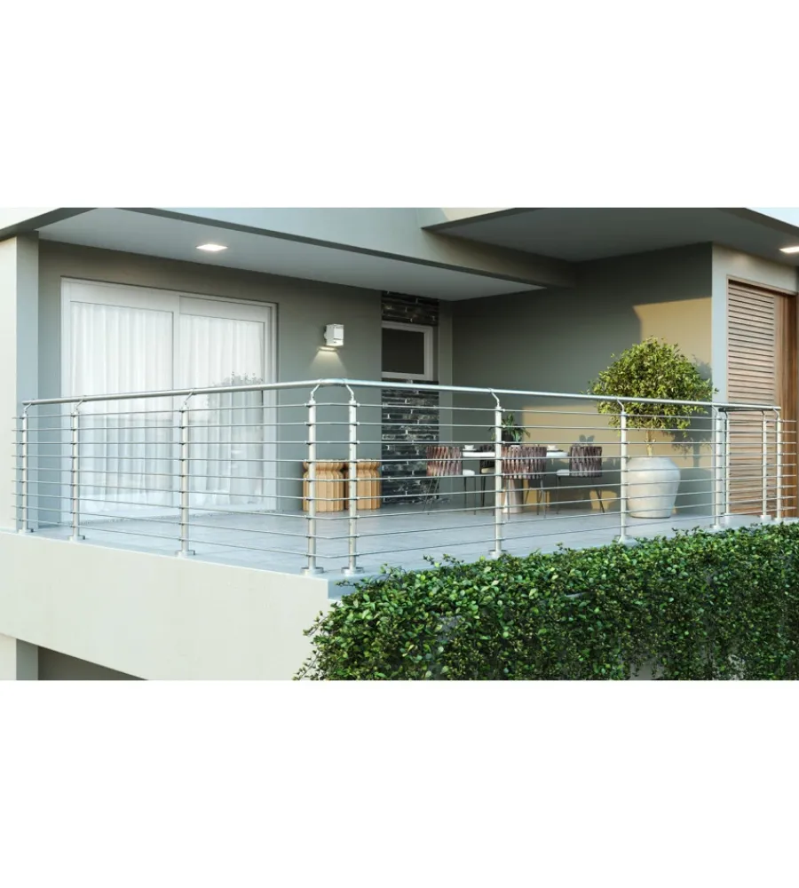 New Parapetto modulare certificato in acciaio inox aisi 304 con fissaggio a pavimento, 150 cm - kit intermedio a2. Porte, Scale E Pavimenti