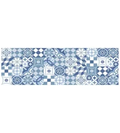 Decorazione Pareti- Paraschizzi adesivo da cucina fantasia "cementine azzurre", 190x60 cm