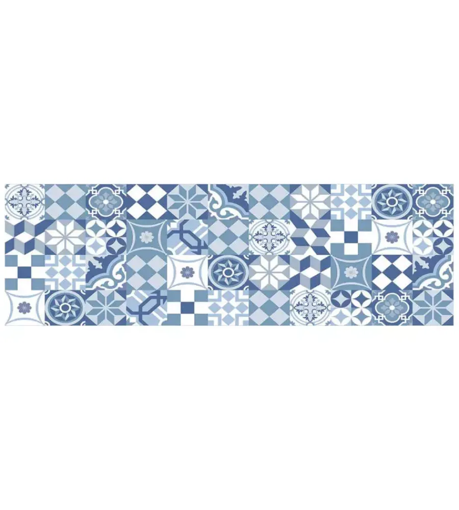 Decorazione Pareti- Paraschizzi adesivo da cucina fantasia "cementine azzurre", 190x60 cm