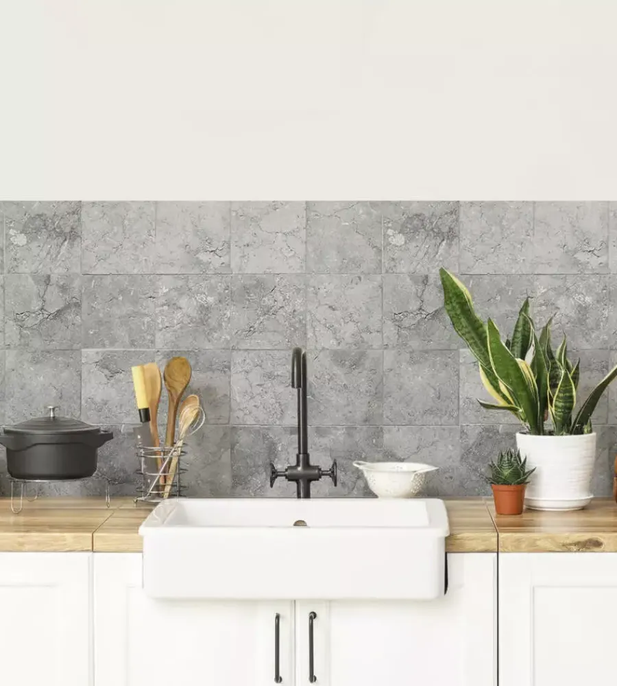 Decorazione Pareti|Paraschizzi adesivo da cucina fantasia "stone tiles", 260x60 cm
