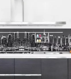 Decorazione Pareti|Paraschizzi adesivo da cucina fantasia "skyline", 190x60 cm