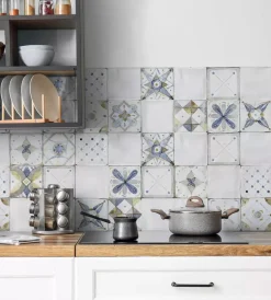 Outlet Paraschizzi adesivo da cucina fantasia "provence tiles", 260x60 cm Decorazione Pareti