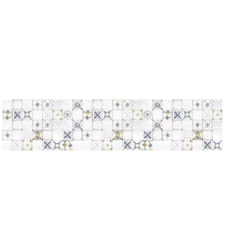 Decorazione Pareti- Paraschizzi adesivo da cucina fantasia "provence tiles", 300x60 cm