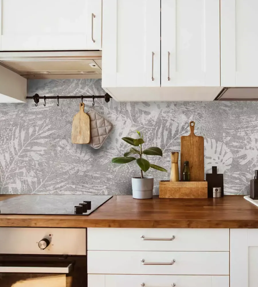 Decorazione Pareti- Paraschizzi adesivo da cucina fantasia "tropical wall", 190x60 cm
