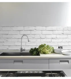 Best Paraschizzi adesivo in pvc mattoni bianchi, 260x60 cm Decorazione Pareti