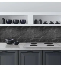 Decorazione Pareti- Paraschizzi adesivo in pvc pietra nera, 260x60 cm