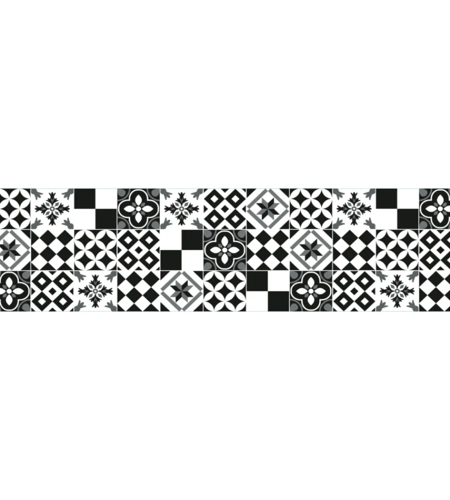 Decorazione Pareti- Paraschizzi adesivo in pvc piastrelle b&w, 260x60 cm