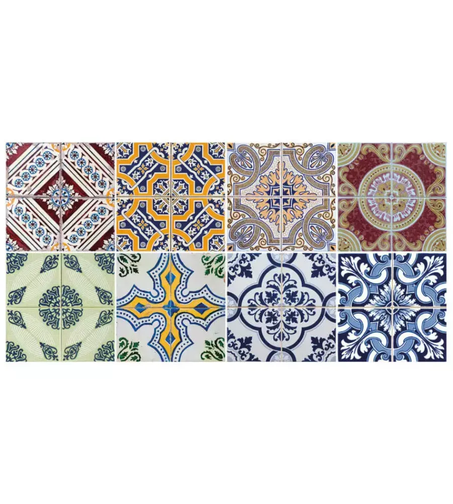 Decorazione Pareti|Paraschizzi da cucina in alluminio fantasia "azulejos", 24x48 cm