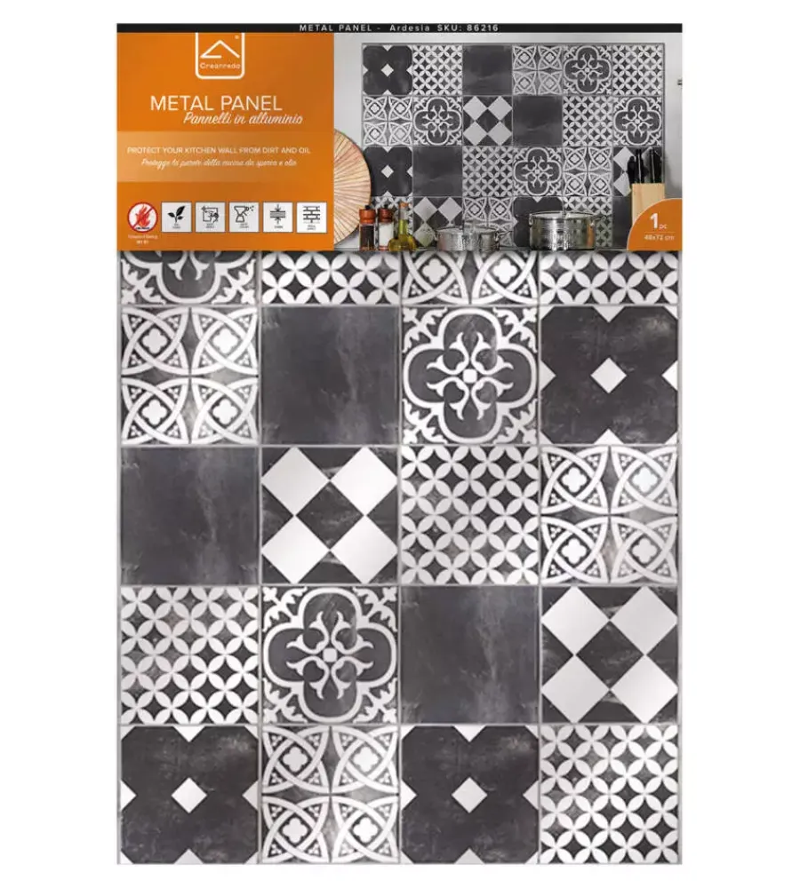 Hot Paraschizzi da cucina in alluminio fantasia "ardesia", 72x48 cm Decorazione Pareti