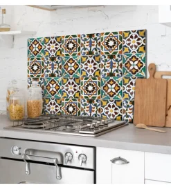 Decorazione Pareti- Paraschizzi in alluminio azulejos verdi, 48x72 cm