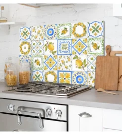 Decorazione Pareti- Paraschizzi in alluminio "lemon", 48x72 cm