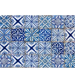 Decorazione Pareti|Paraschizzi in alluminio azulejos blu, 48x72 cm