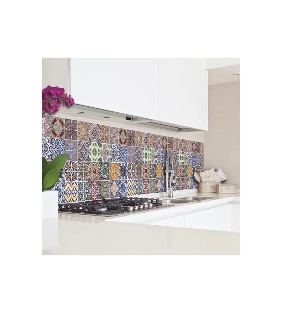 Decorazione Pareti- Paraschizzi xl "azulejos" in pvc, 180x45 cm